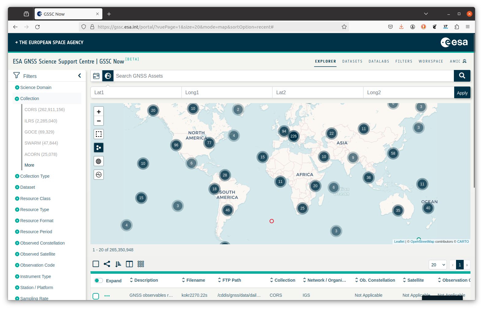 Dataset access and selection