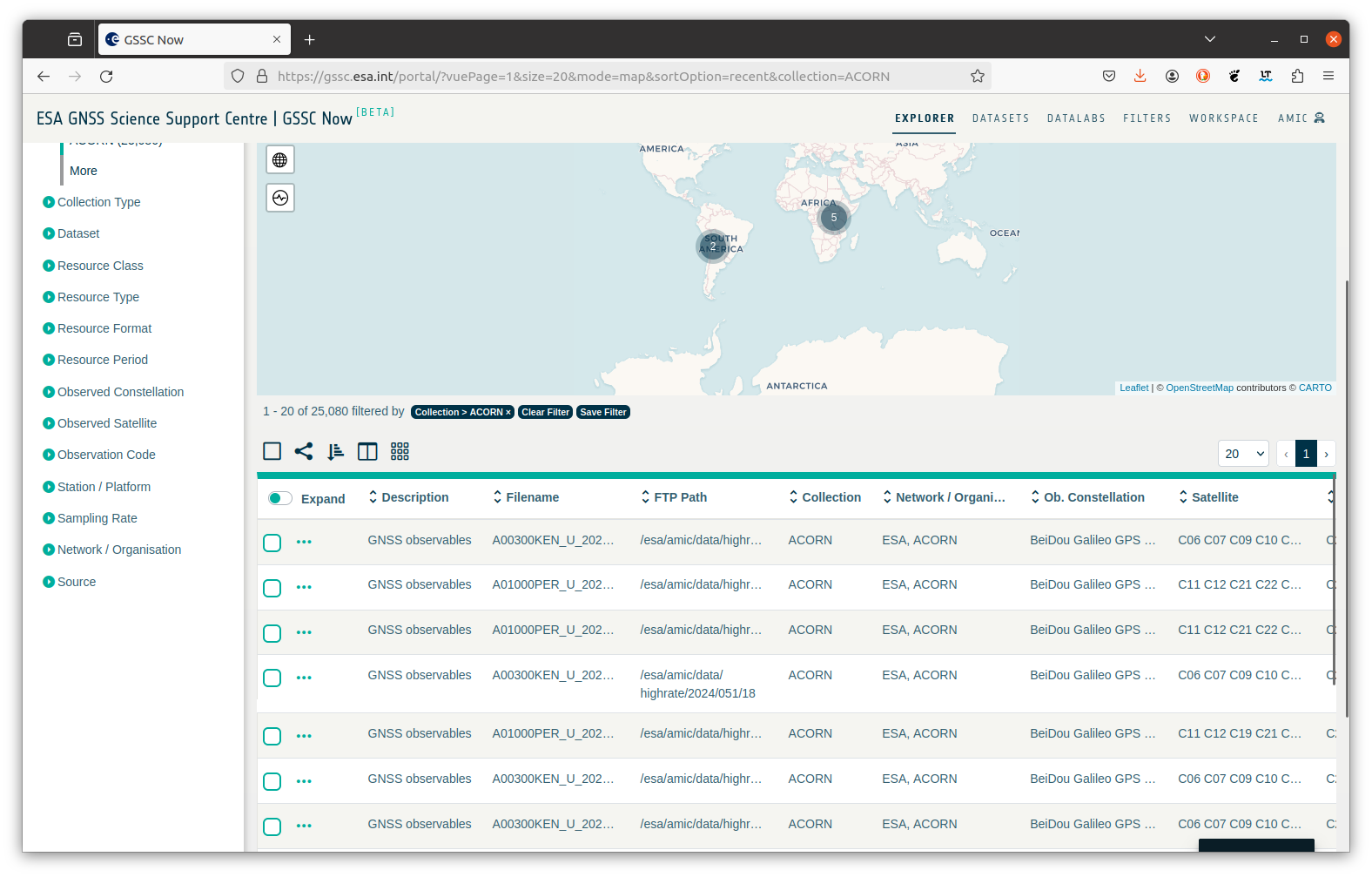 RINEX file selection